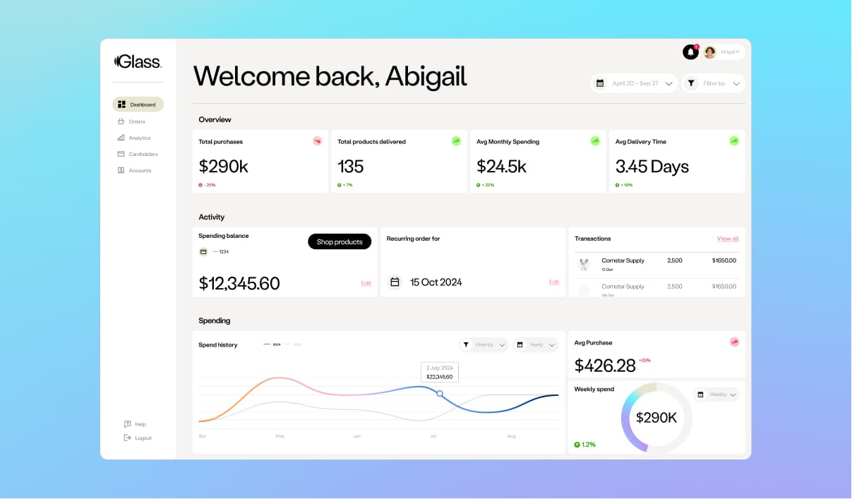 Analytics and spending dashboards
