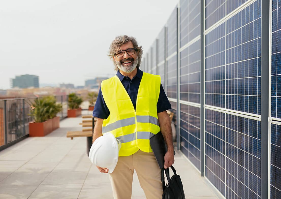 Government supply partner on a solar installation site